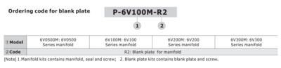 P-6V100M-R2 AIRTAC BLANK PLATE, AIRTAC 6V1 & 6A1 SERIES